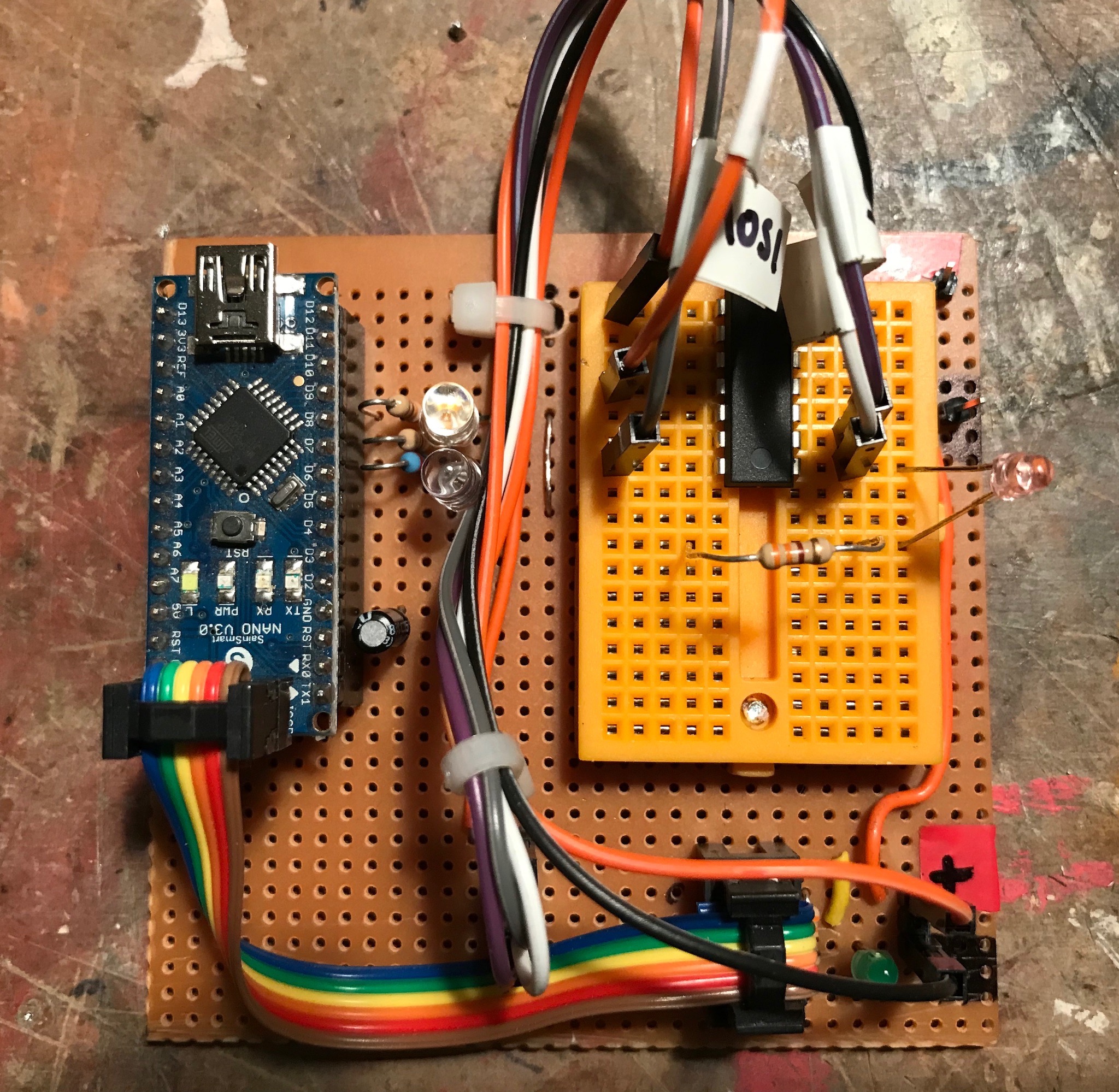 The Completed Arduino Nano-Based ISP Circuit Board